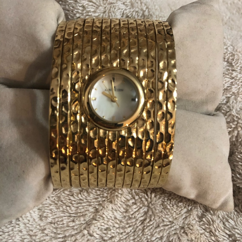 Anne Klein vintage cuff bracelet watch, gold tone